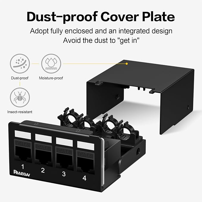 Patch Panel 4 Port with 4pcs Cat6 Keystone Jack【EC Listed】 UTP No Rust and - Image 3