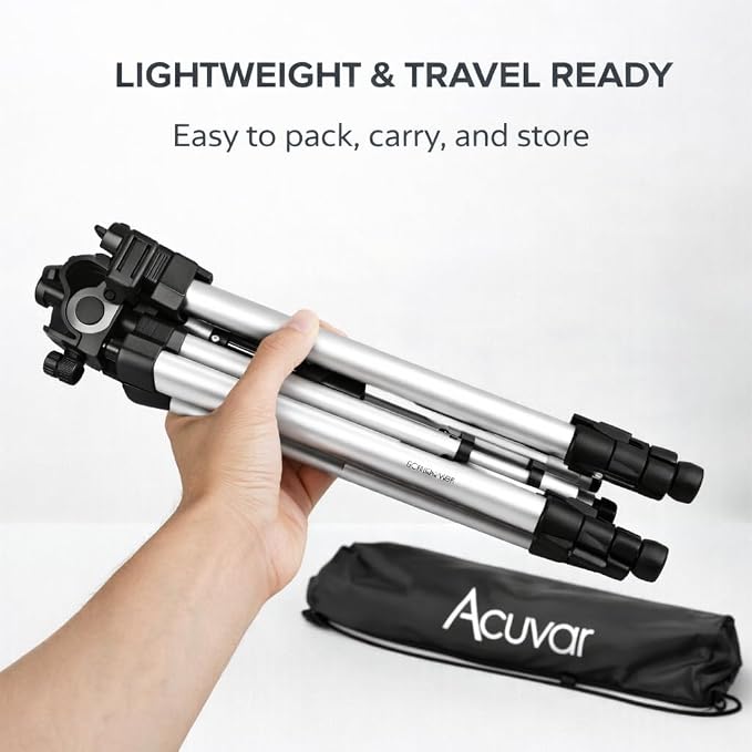 Acuvar 50” Phone Tripod with Holder – Lightweight Aluminum Tripod Stand - Image 7