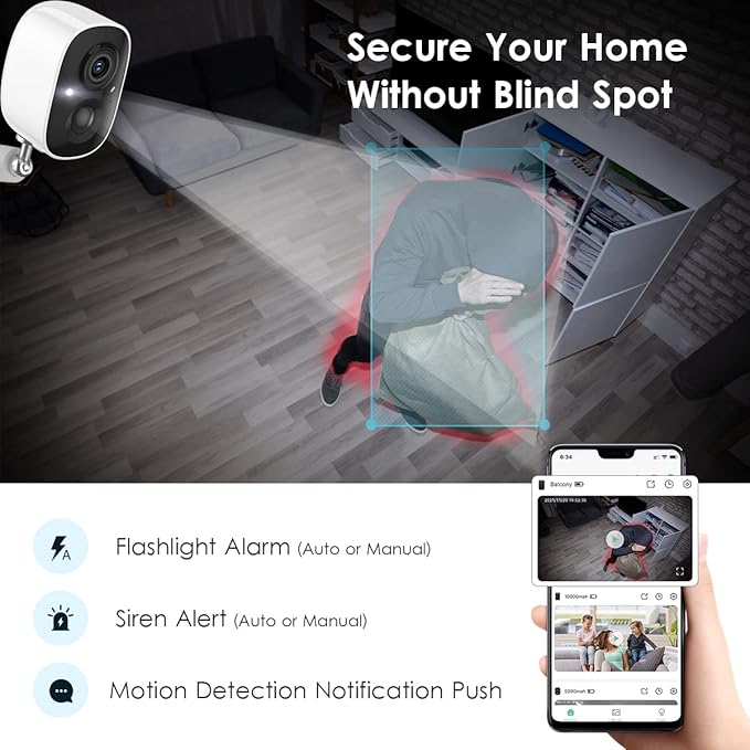 GMK Security Cameras Wireless Outdoor, 2K Color Night Vision AI Motion - Image 3