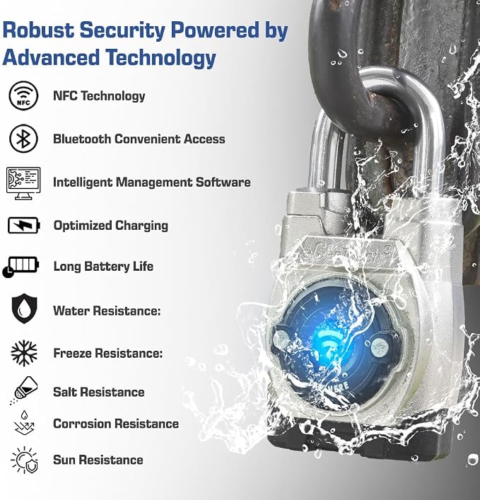 5th GEN Outdoor Smart Padlock – Keyless Bluetooth & NFC Lock, Durable - Image 8
