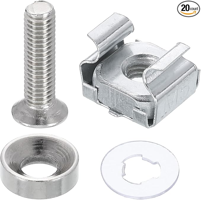 PATIKIL Rack Mount Cage Nut, Carbon Steel Rack Screws Zinc Square Snap-in Cage by PATIKIL