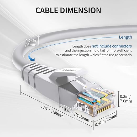 Cat 6 Ethernet Cable 3 ft Network RJ45 Unshielded Cat6 Patch Cable Internet - Image 7