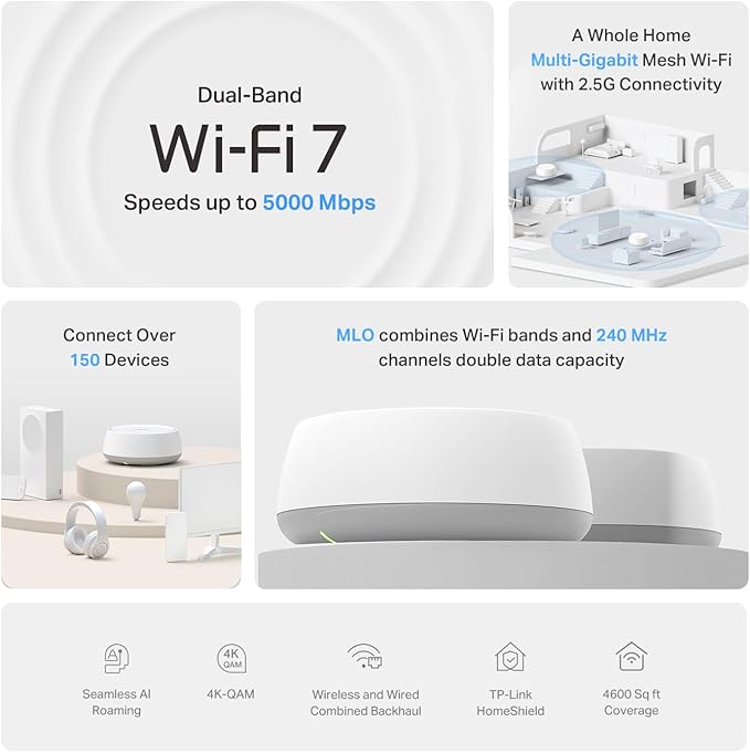 TP-Link Deco 7 BE25 Dual-Band BE5000 WiFi 7 Mesh Wi-Fi System | 4-Stream 5 Gbps - Image 3