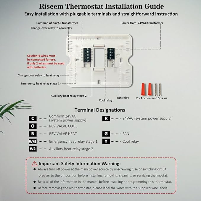 Thermostat for Heat Pump, Programmable Thermostat for Home, Single-Stage Systems - Image 6