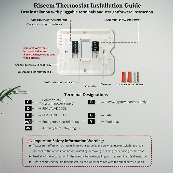 Thermostat for Heat Pump, NonProgrammable Thermostat for Home, Conventional - Image 6