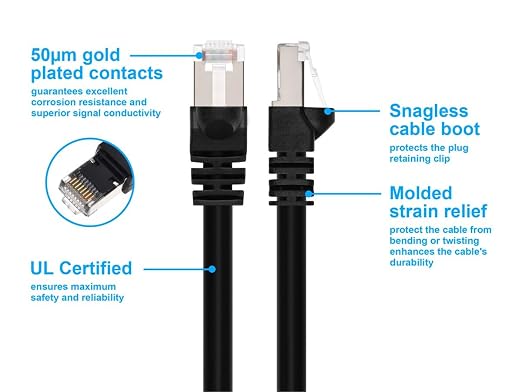 Monoprice Cat6A 30ft Black Patch Cable Double Shielded 26AWG 10G Pure Bare - Image 3