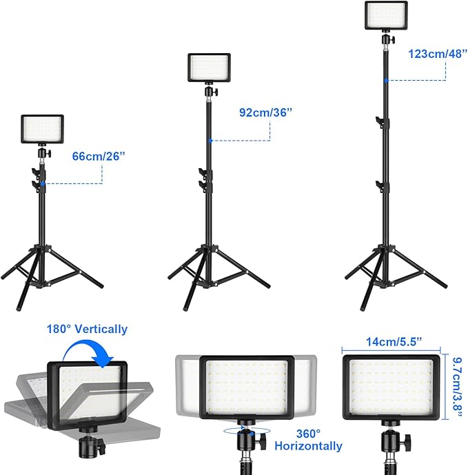 LED Photo Video Light 3-Pack, Ci-Fotto Dimmable 5600K USB LED Continuous Light - Image 5