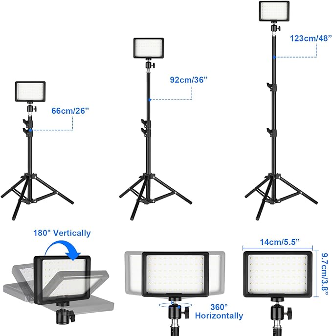 LED Photo Video Light 2-Pack, Ci-Fotto Dimmable 5600K USB LED Continuous Light - Image 5