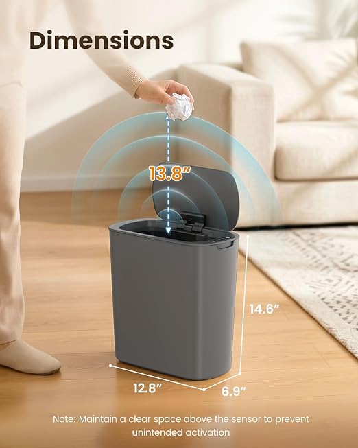 Cesun 5 Gallon Automatic Bathroom Trash Can, Touchless Motion Sensor Garbage Can - Image 8