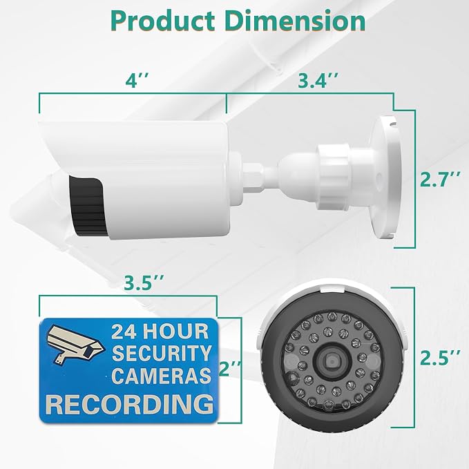 WALI Fake Security Camera with Flashing Red Light, Dummy Cameras - Image 3