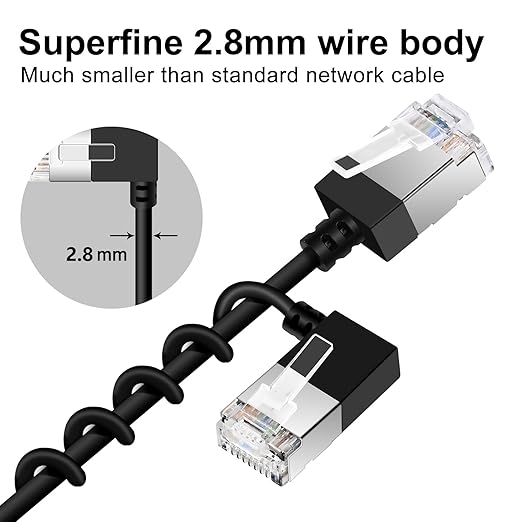 Slim Cat 6 Ethernet Cable 90° LeFeet Angled 15 Feet, Ultra Thin & Flexible Rj45 - Image 2