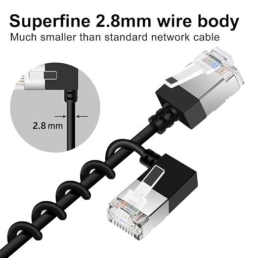 Slim Cat 6 Ethernet Cable 90° Left Angled 30 Feet, Ultra Thin & Flexible Rj45 - Image 2