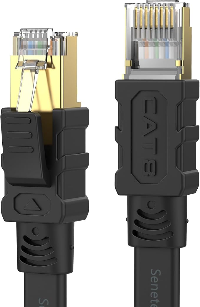 Senetem Cat 8 Ethernet Cable 100FT, High Speed 40Gbps 2000Mhz Flat Internet by Senetem