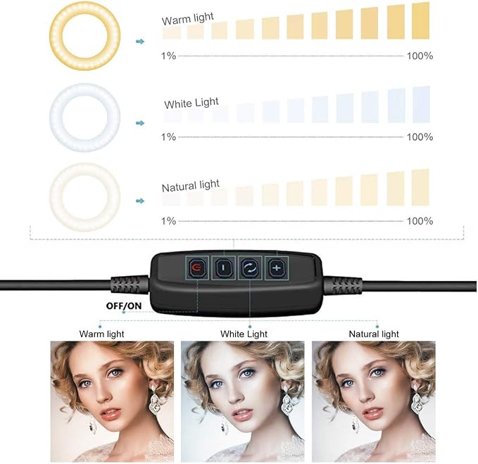 Ring Light OEBLD Dimmable with 3 Light Modes & 10 Brightness Level 360° Rotae - Image 2