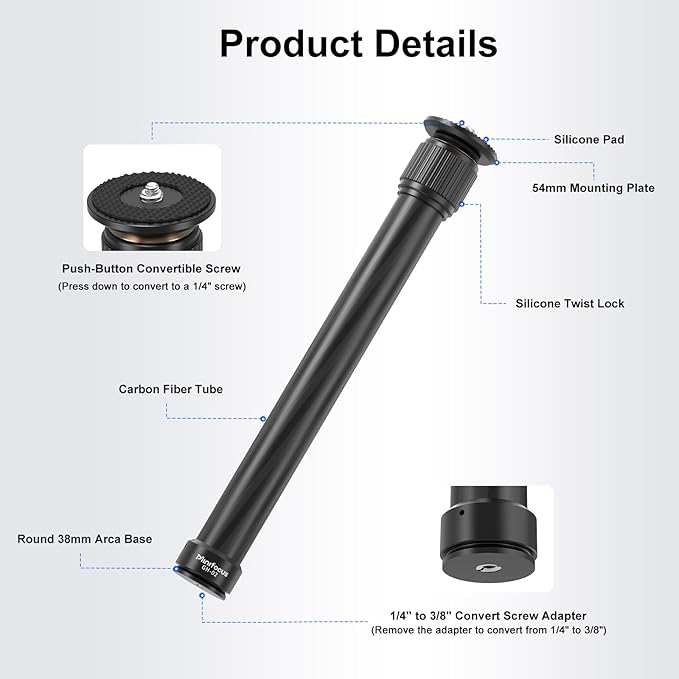 Tripod Extension Rod, Carbon Fiber Tripod Extension Pole - Image 5