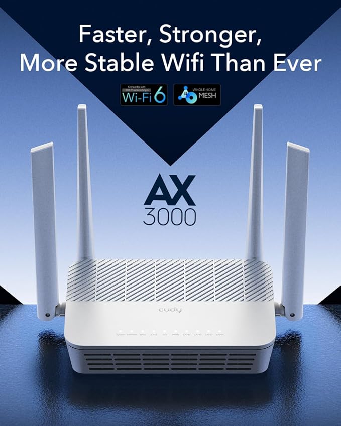 Cudy WR3000S AX3000 Dual Band WiFi 6 Mesh Router, 5 Gigabit Ethernet RJ45 Ports - Image 2