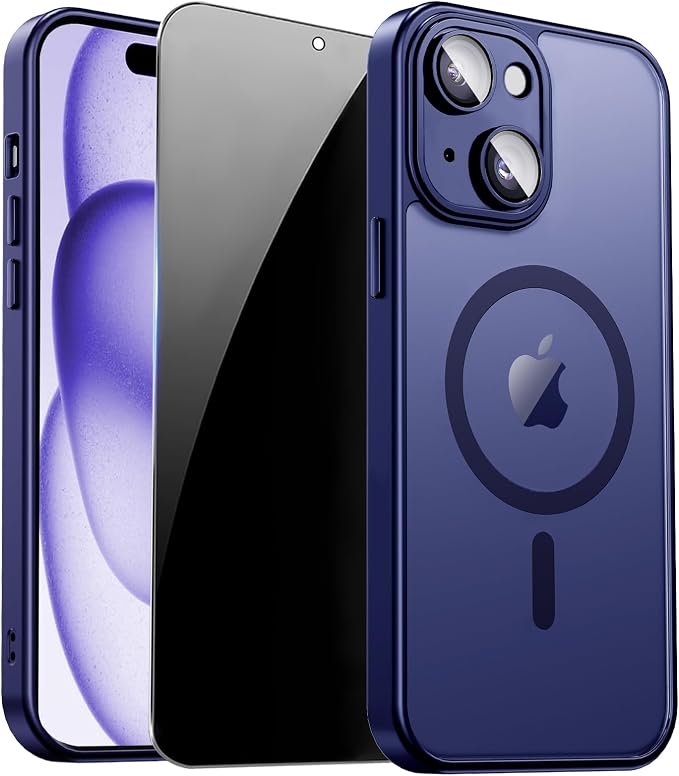 for iPhone 15 Plus Case with Privacy Screen Protector and Camera Protection by ZOZDOKG