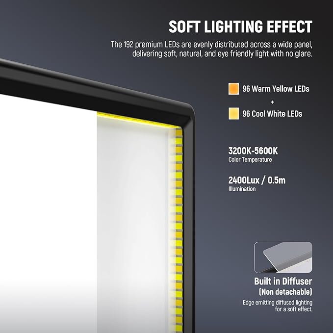 NEEWER BASICS 13" LED Video Light Panel, 2 Pack Studio Lighting Kit - Image 4