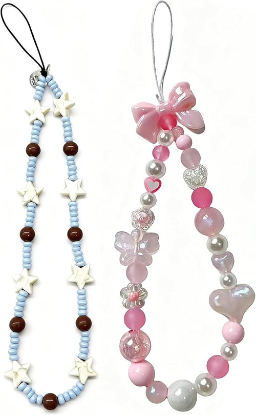 2 Pcs Phone Charm Strap Hand for iPhone Wrist Strap Camera Lanyard Pearl Beaded by Casecond