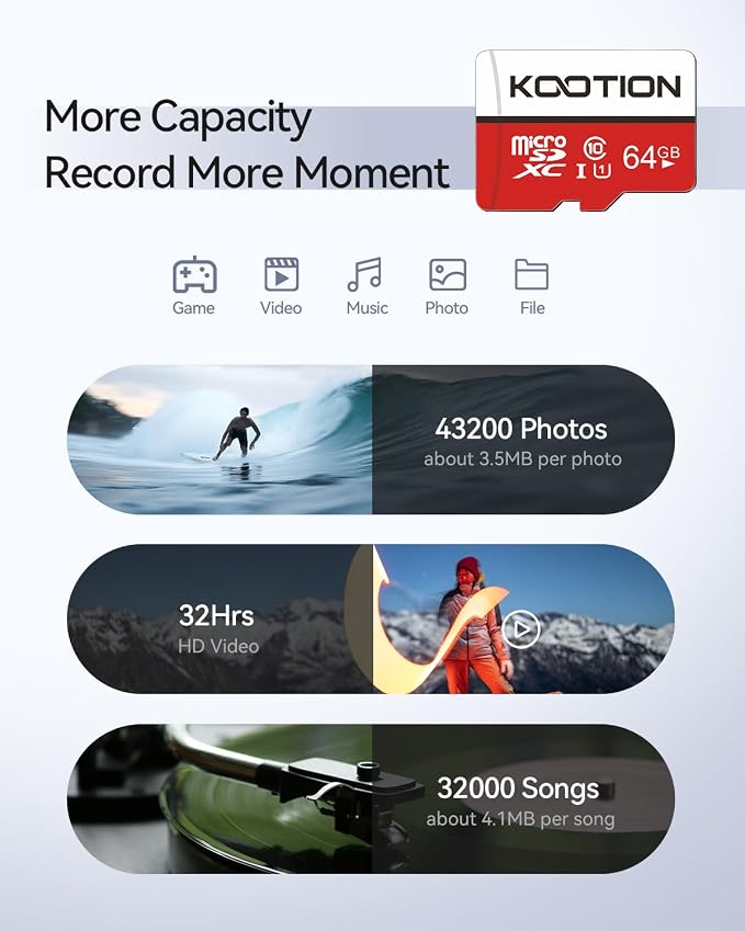 KOOTION 64GB Micro SD Card 2 Pack, Micro SDXC Memory Card Class 10 Micro SD - Image 8