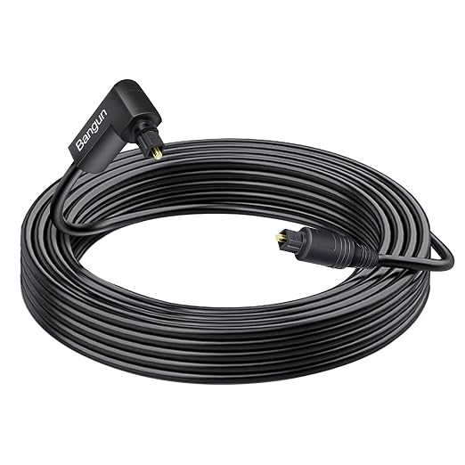 90 Degree Optical Audio Cable 60 feet, Slim Long Digital Audio Toslink Cable by Bangun