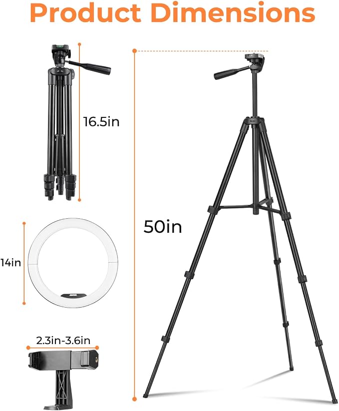 Sensyne 14" Ring Light with Tripod Stand, LED Circle Light with Phone Holder - Image 2