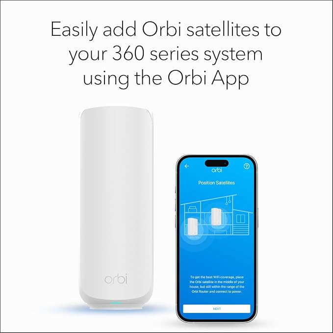 NETGEAR Orbi 360 Series Dual-Band WiFi 7 Mesh Network Add-on Satellite – Works - Image 6
