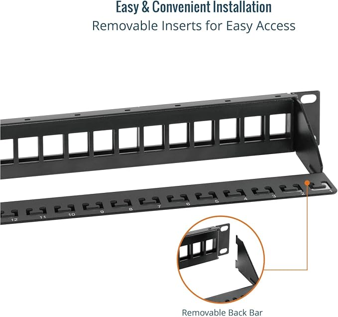 Tecmojo UL Listed 1U 24-Port Blank Keystone Patch Panel, Unshielded UTP - Image 4