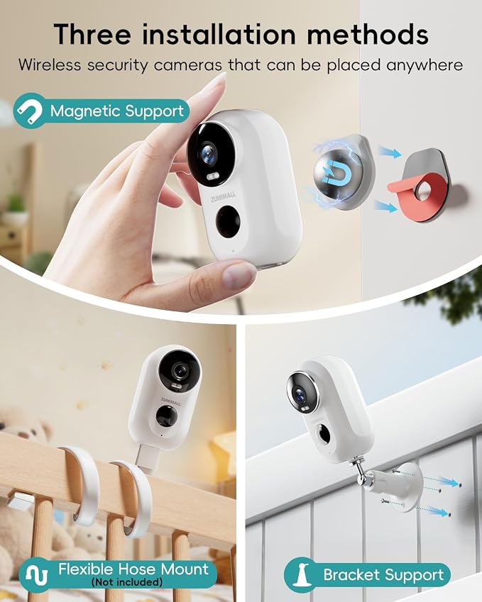 ZUMIMALL Security Cameras Wireless Outdoor, 4 Packs, 2K Cameras - Image 2
