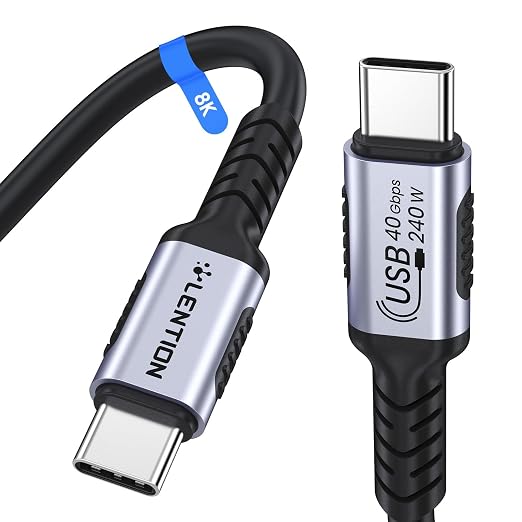 LENTION 2.3FT USB 4.0 Cable for Thunderbolt 4 240W Fast Charging USB C to USB C by LENTION