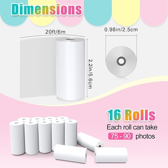 16 Rolls Instant Print Camera for Kids Refill Print Paper - Image 2