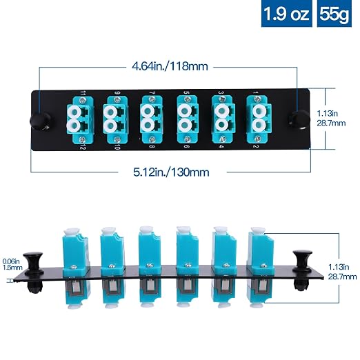 6 Duplex 12 Core LC Adapters LGX Footprint OM3 Fiber Patch Panel Loaded 12 - Image 7