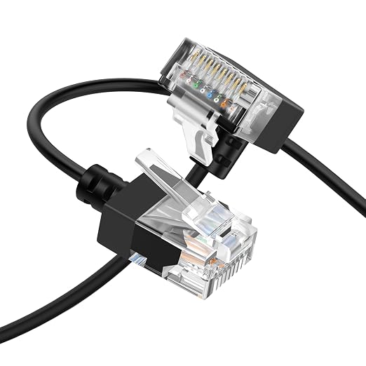Cat6A Ethernet Cable 90 Degree Up Angled 3.3FT, Flexible Slim & Ultra Thin Cat6 by Thzzhnno