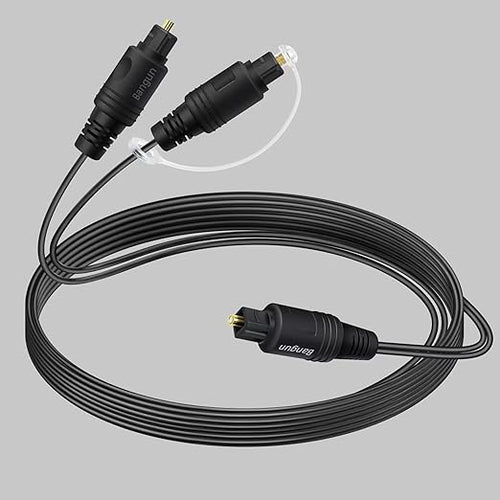 1x2 Digital Audio Splitter Cable 15ft, Toslink Digital Fiber Optic Audio by Bangun