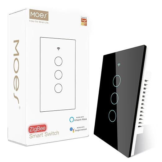 MOES Zigbee Smart Switches 3 Gang, Require MOES Zigbee Hub and Neutral Wire by MOES