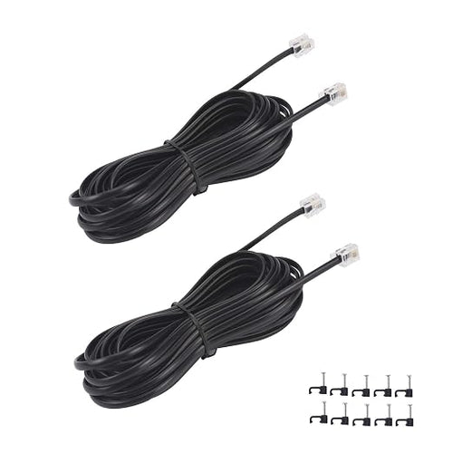 25FT Telephone Extension Cord Cable, Landline Phone Line Wire by YIENFBEV