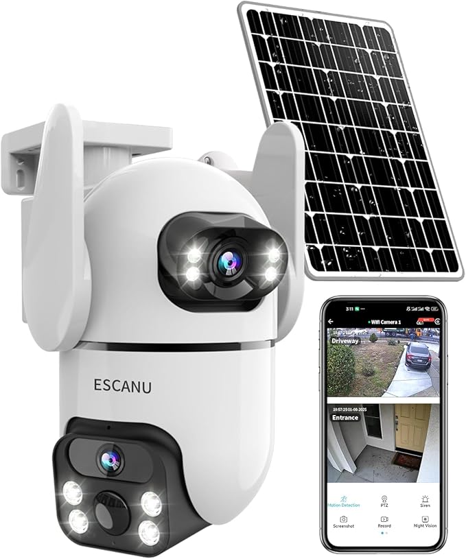 Dual Lens Security Cameras Wireless Outdoor by ESCANU