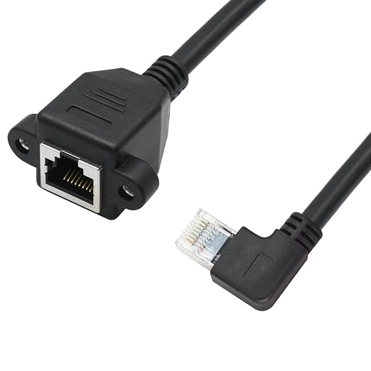 2Pcs 90 Degree Cat6 Ethernet Extension Cable 1FT, Right Angled RJ45 Male to - Image 3
