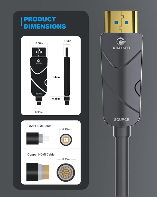 4K HDMI Cable 200 ft，Fiber Optic HDMI Cord, Uni-Directional Active Slim Cord - Image 3