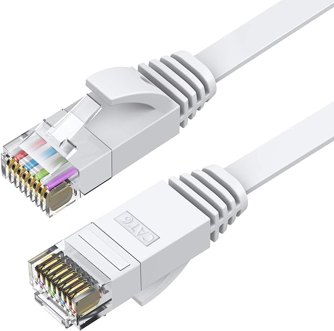 BUSOHE Cat6 Ethernet Cable 30 FT White, Cat-6 Flat RJ45 Computer Internet LAN - Image 2