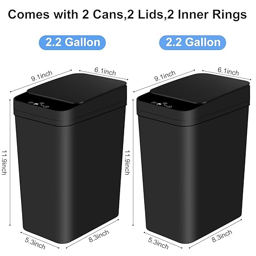 Anborry Bathroom Automatic Trash Can 2 Pack 2.2 Gallon Touchless Motion Sensor - Image 5