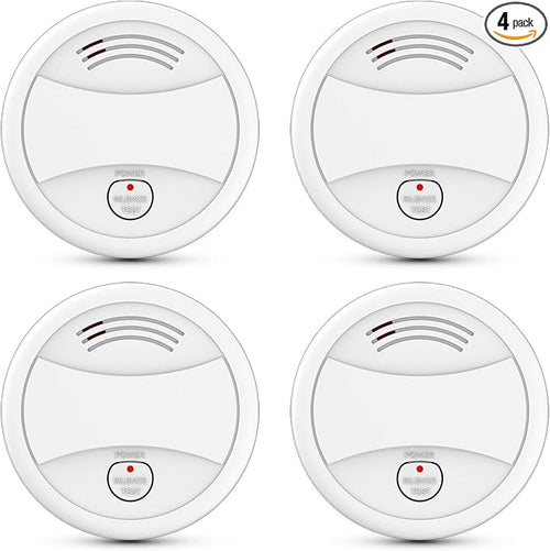 4 Pack Photoelectric Smoke Detector, 10-Year Battery Operated Fire Alarm by Unknown