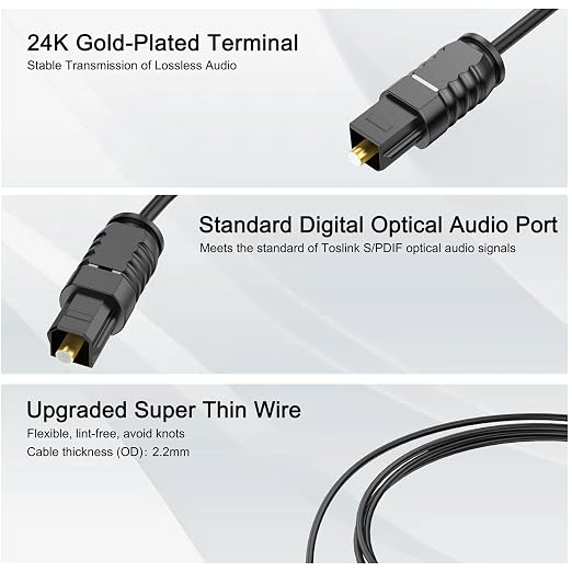 Optical Audio Cable 35 feet, Digital Audio Optical Cable Ultra-Thin Cord - Image 3