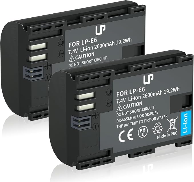 LP LP-E6, LP-E6N Battery 2-Pack, 2600mAh Replacement Batteries by LP