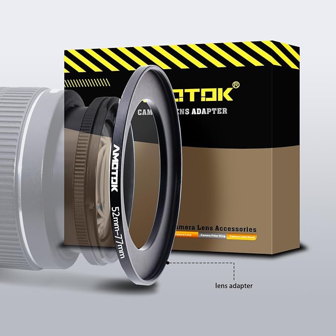 52mm Lens to 77mm Camera Filters Ring Compatible All 52mm Camera Lenses to 77mm by AMOTOK