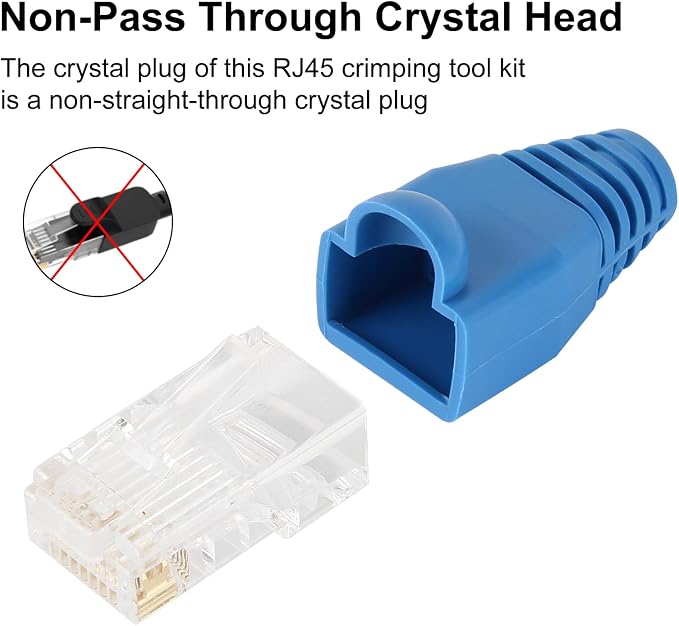 RJ45 Crimp Tool Kit with Network Cable Tester All-in-One Pass Through Ethernet - Image 5