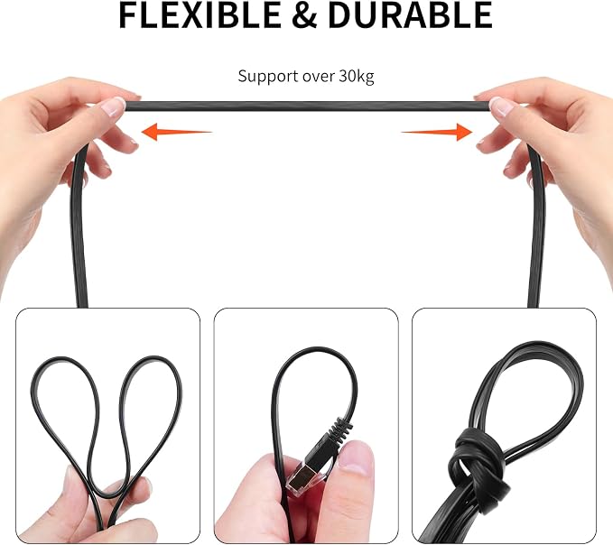 REXUS 2-Pack Retractable Cat 6 Flat Ethernet Network Cable 6.6 FT, 10 Gigabit - Image 7