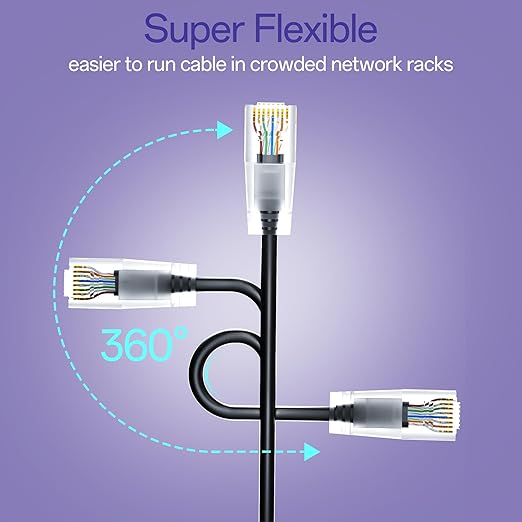 Cat6a Patch Cables 0.5ft Slim, Cat6 Ethernet Patch Cable Pure Copper, Flexible - Image 4