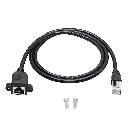 Cat6 Ethernet Extension Cable 3FT, RJ45 Male to Female Ethernet Panel Mount by Maixbomr