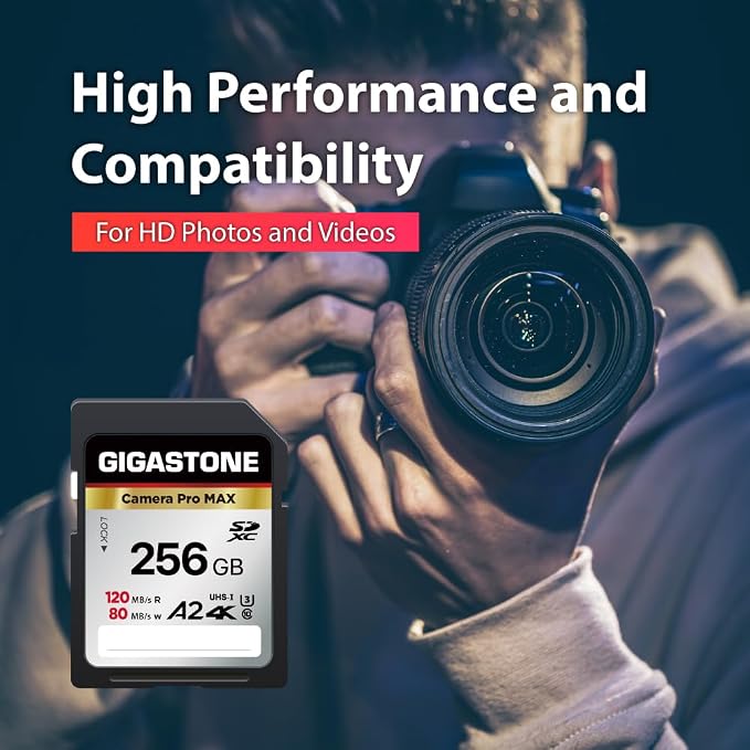 【5-Years Data Recovery】 GIGASTONE 256GB SD Card 2-Pack, 4K Camera Pro MAX - Image 4